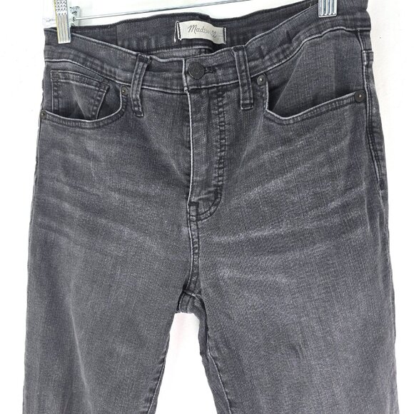 Madewell 9” High Rise Skinny Distressed Jeans Cut off Black Raw Hem - Picture 6 of 9